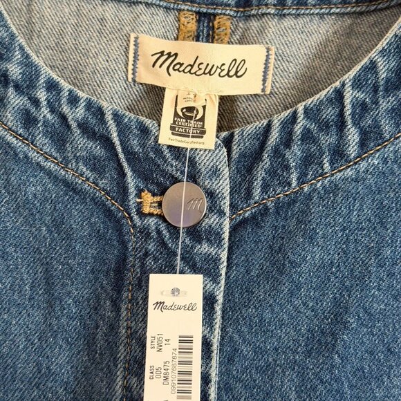 Madewell Denim Crewneck Vest in Concho Wash, Size 14 - Picture 8 of 10